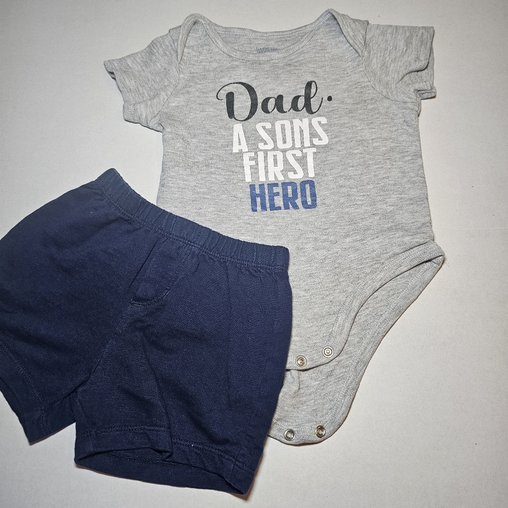 Baby Boy Clothes Lot 6 9 Mos Fishing Dad Bodysuits Shorts - Picture 2 of 6